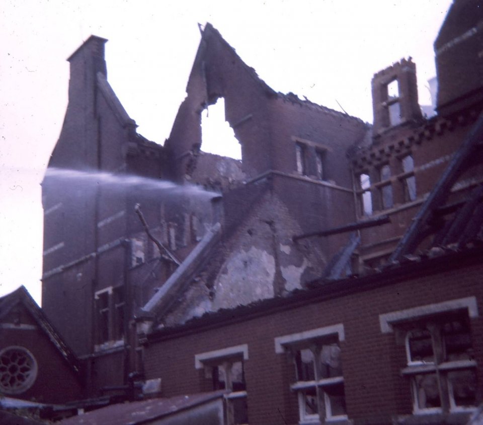 Castlemount School after being destroyed by fire