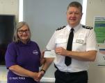 Maureen Groombridge (Dover Stroke Club ) with Acting Chief Inspector Guy Thompson