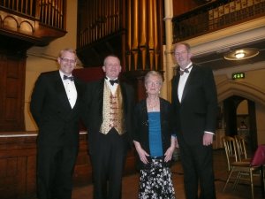 Dover Choral Society musical director Steve Yarrow, guest speaker Adrian Bawtree, society president Shirley Chambers and chairman Donald Beck at the celebration dinner