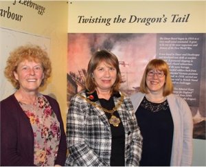 Clare Limbrey, DDC Design Manager, Cllr Sue Chandler, Chairman of Dover District Council, and Linda Mews, Museum Assistant