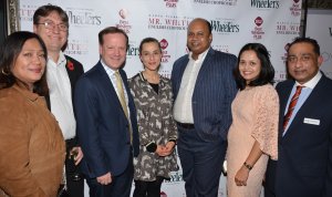 Mrs Lorna Wiggins, Port of Dover Community Director Neil Wiggins, Charlie Elphicke, Barbara Buczek from the Port of Dover, Mr and Mrs K Rjaseelan and hotel General Manager Suresh Abbas